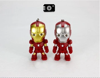 The Avengers Iron Man LED Flashlight Action Figures Toys With Sound Keychain Bags Accessories Gifts