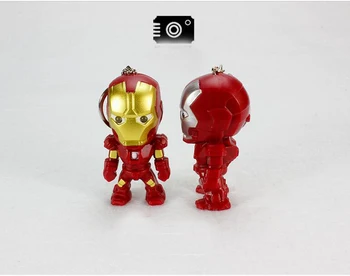 The Avengers Iron Man LED Flashlight Action Figures Toys With Sound Keychain Bags Accessories Gifts