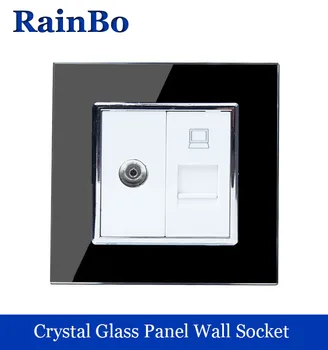 Rainbo brand socket Computer&TV Socket Plug Socket Crystal Glass Panel Outlet Plug Manufacturers A18TVCOW/B