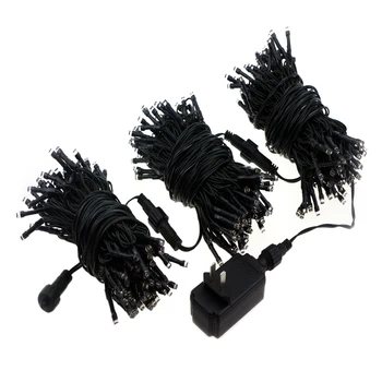 AC100-240V 3*10M 3*100LED 8Modes PVC Wires Lights Decoration Garland Wedding Led Fairy String Lights With Plug The Tail
