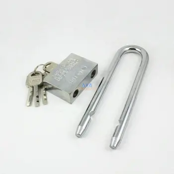 Warehouse Door Gate 60mm Metal Security Lock Padlock Lengthening Lock w 4 Pcs Keys