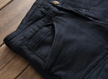 Fashion Men's Brand Designer Jeans Men Slim Fit Patch Mulit Pocket Black Jeans Straight Hip Hop Denim Pants For Men
