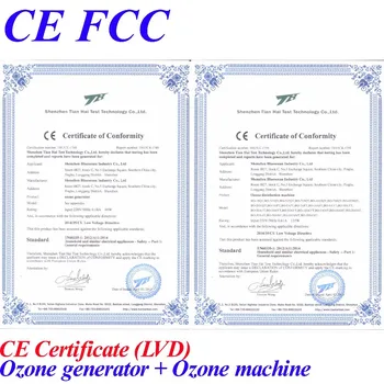 CE EMC LVD FCC generador de ozono