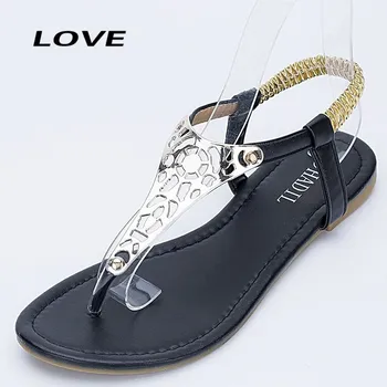 Fashion Sequined Women Sandals 2016 Summer Breathable Cut Out Flip Flops Casual Flat Ldaise Shoes LD5