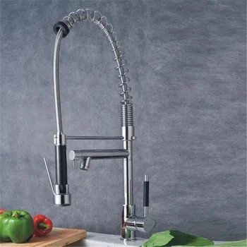 Pull Down Out Spring Pullout Spray Kitchen Sink Vessel Faucet Two Spout Swivel Chrome Wet Sink Bar Faucets Pot Filler