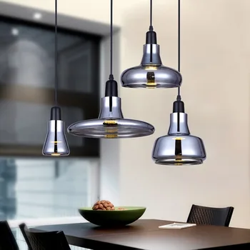 Creative Modern Home Light Gray Smoke Glass Pendant Light Bedroom Dining Room Pendant Lamps Bar Cafe Hanging Droplight Lamparas