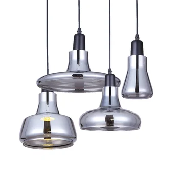 Creative Modern Home Light Gray Smoke Glass Pendant Light Bedroom Dining Room Pendant Lamps Bar Cafe Hanging Droplight Lamparas