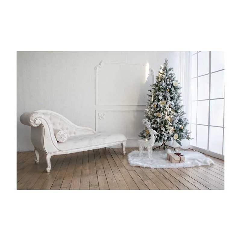 Horizontal vinyl print 3D warm white Christmas living room photography backdrop for photo studio portrait backgrounds ST-518