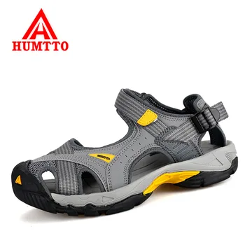 Humtto Summer Outdoor Women HIking Sandals Outdoor Sandals Anti-Slipping Men's Genuine Leather Beach Climbing Mountain Shoes