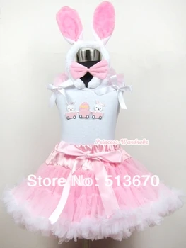 Light Pink White Pettiskirt Dress & Easter EGG White Tank Top & Rabbit Ear MAMG371