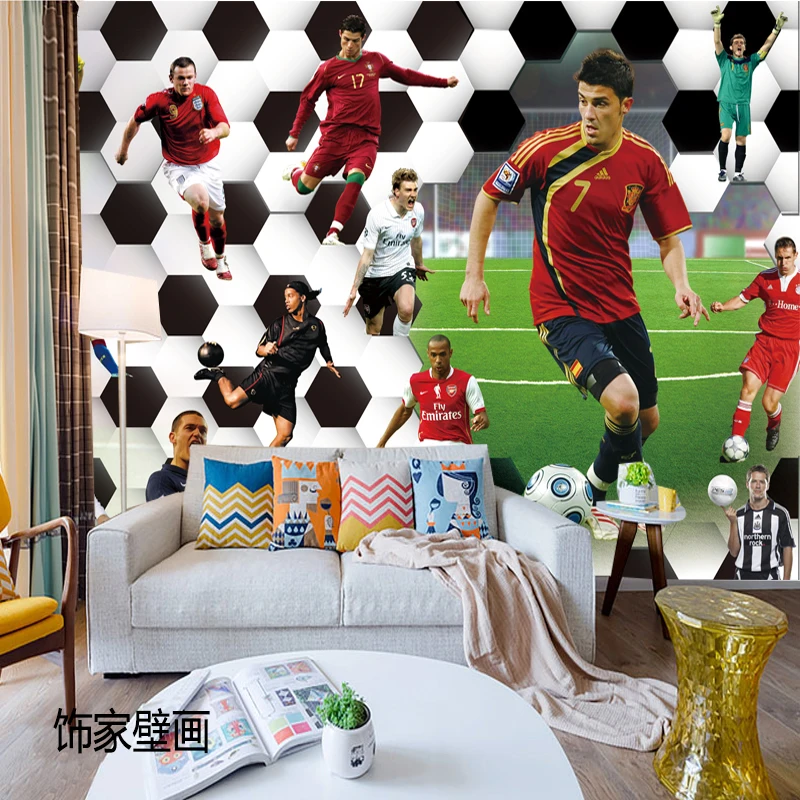 3D sport star mural wallpaper living room bedroom football court stadium playground wallpaper