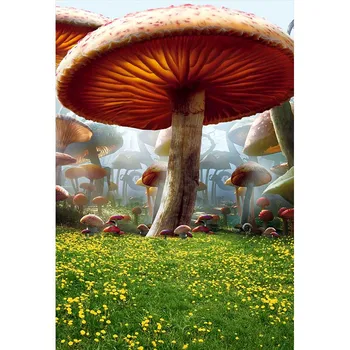 Customize vinyl cloth print mushroom fairyland photo studio backgrounds for children stage photography backdrops CM-6982