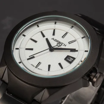 La Vitesse Fatale AGENTX White Dial Date Display Masculino Relojes Analog Stainless Steel Round Case Men Quartz watch / AGX060