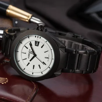 La Vitesse Fatale AGENTX White Dial Date Display Masculino Relojes Analog Stainless Steel Round Case Men Quartz watch / AGX060