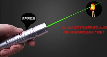 New Hunting focusable high power green laser pointer 50000mw 50w 532nm burning match burn cigarettes 5 star caps+Changer+Box