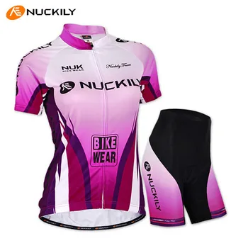 NUCKILY Ropa Ciclismo Women Cycling Jersey Short-sleeve T-shirt Breathable Shorts Bike Clothing Outdoor MTB Cycling Jersey Set
