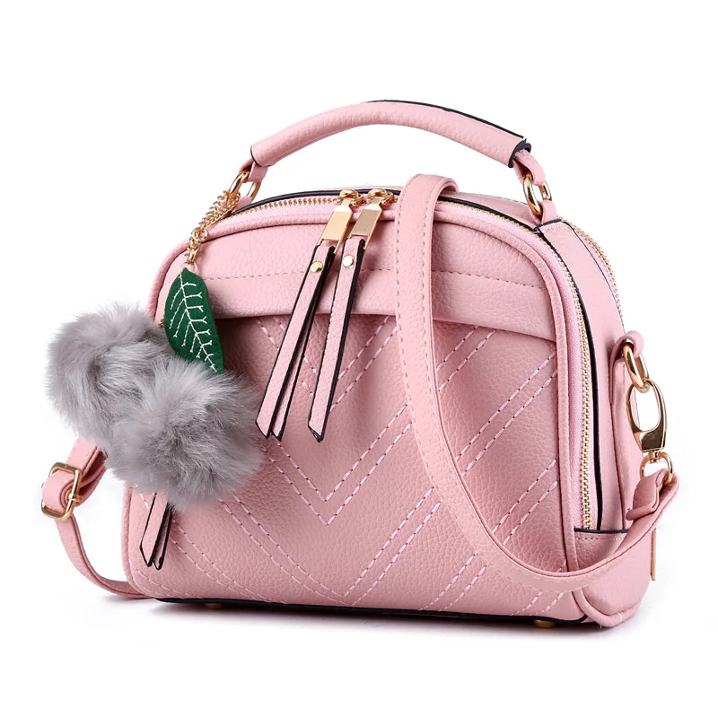 Cusual Light Pink PU Women Lady Shoulder Bag Fashion Handbag Crossbody Messenger Zipper Ajustable Straps