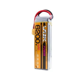 VOK Lipo Battery 4S 14.8V 6200MAH 30C MAX 40C XT60 Plug Li-Po RC Battery For Rc Helicopter Car Boat 4S