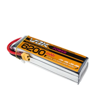 VOK Lipo Battery 4S 14.8V 6200MAH 30C MAX 40C XT60 Plug Li-Po RC Battery For Rc Helicopter Car Boat 4S