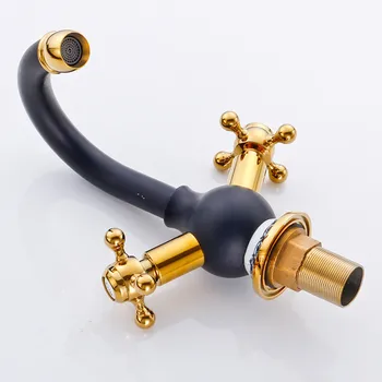 High-Grade Blue And White Porcelain Black Faucet Bathroom Basin Faucet 360 Free Rotation Hot Mixing Water Faucet JR-829H