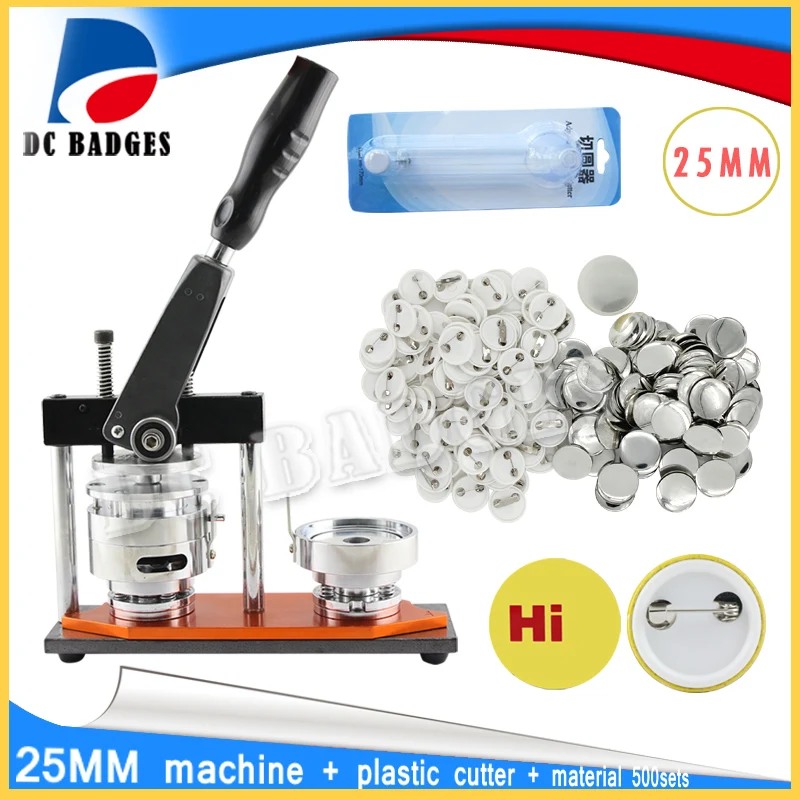 New 25 mm rotating button badge machine combination + + 500 sets of badge material + Adjust Circle Cutter