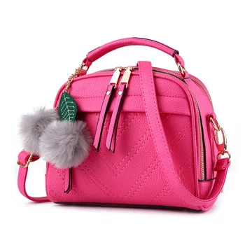 Elegant Fuchsia Fashion PU Women's Shoulder Bag Handbag Crossbody Messenger Multifuction Zipper Ajustable Straps