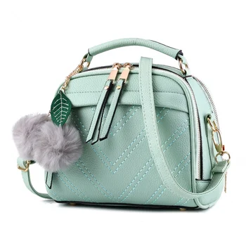 Fashion Elegant PU Women Shoulder Bag Light Green Small Lady Handbag Cusual Crossbody Messenger Zipper