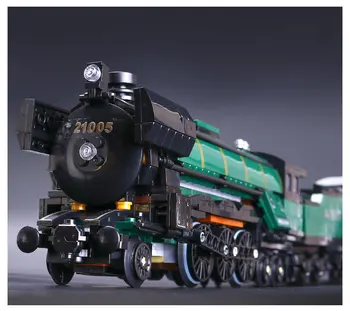 Lepin 1085Pcs 21005 Technic Series Emerald Night Train Model Building Kits Block Bricks Children Gigt Toys 10194