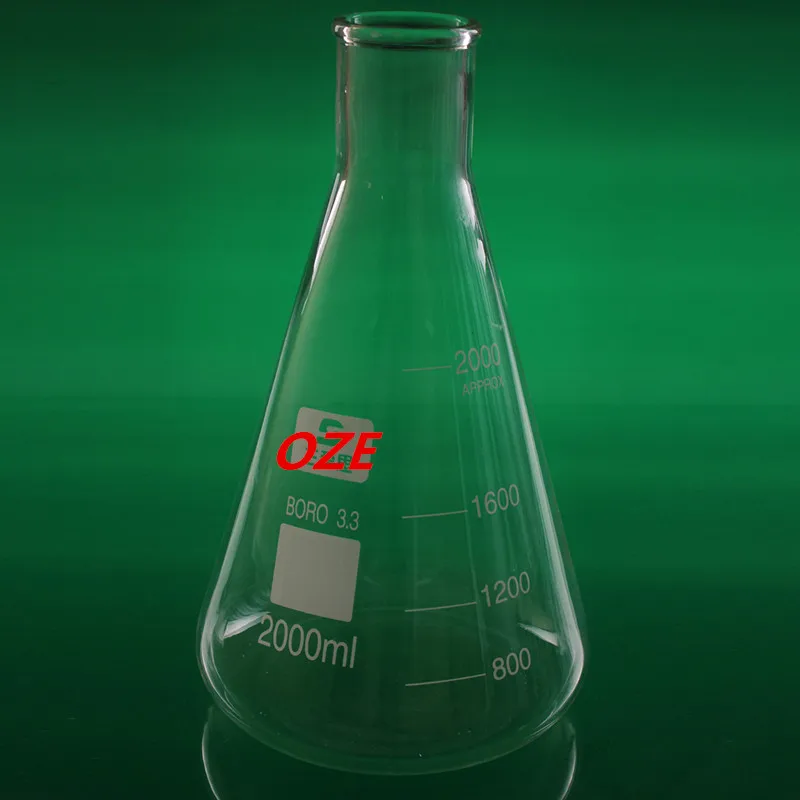 1PCS Narrow Neck Borosilicate Glass Conical Erlenmeyer Flask For Laboratory 2000ML