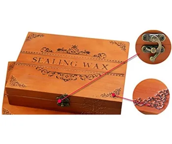 Vintage Wolf Howl Custom Luxury Wax Seal Sealing Stamp Brass Peacock Metal Handle Sticks Melting Spoon Wood Gift Box Set