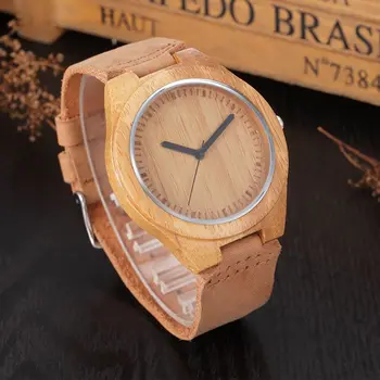 2017 Promotion Japanese Miyota Wristwatches Genuine Leather Bamboo Wooden Watches For Men Women Christmas Gifts