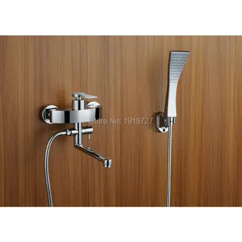 2016 Wholesale Brass Brushed Nickel Or Chrome Or Gold Bathroom Luxury Abs Handheld Shower & Wall Mounted Tub Filler Faucet
