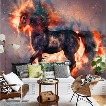 3D oil painting background wallpaper modern unicorn horse fresco wallpaper home decoration wallpaper mural photo Beibehang