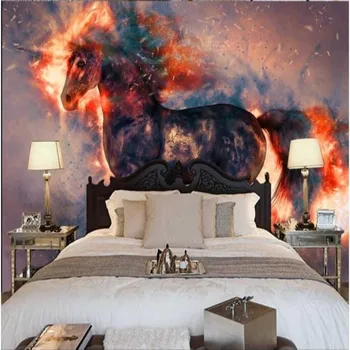 3D oil painting background wallpaper modern unicorn horse fresco wallpaper home decoration wallpaper mural photo Beibehang