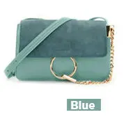 Women's small ring chain shoulder bag matt blue pink grey color crossbody multifunctional messenger bags commute handbag