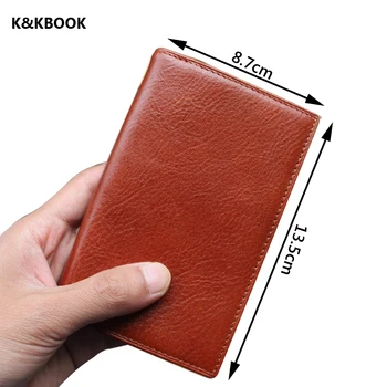 K&KBOOK Cow Genuine Leather Sprial Notebook A7 Pocket Travel Journal Handmade Notepad Vintage loose leaf Journal school supplies