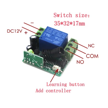 DC 12V 10A Wireless Relay RF Remote Control Switch Wireless Heterodyne Receiver Remote Controller Switch System 315/433MHz