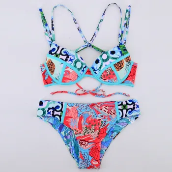 Women Bikinis Set Sexy Brazilian Swimwear Female Beach Bathing Suits Pineapple Printed Swimsuit Low Waist Push Up Bikini Bandage