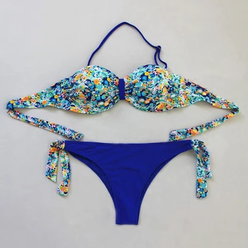 2017 Bikini Women Swimsuit Push Up Swimwear female Sexy Brazilian Floral Lace-up Bikini Set Beach Wear Bathing Suit
