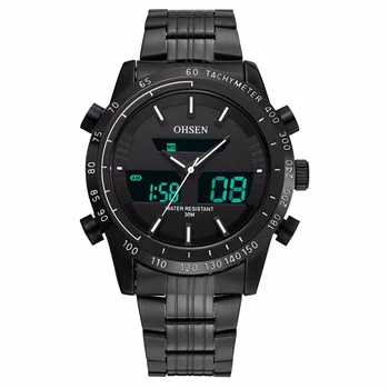 2017 OHSEN Sports Wristwatch Military Watch Men Waterproof LED Back Light Multifunctional Analog Digital Fashion Quartz Relogio