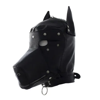 Top quality Women&Men's PU Leather Dog Slave Bondage Headgear head harness Hood Adult Mask Fetish Fantasy Sex Slave Set Cosplay