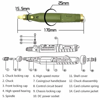 WL-800 Variable Speed wood Dremel Rotary Tool Mini Drill electric mini grinder Screw driver polisher Set 1A0505