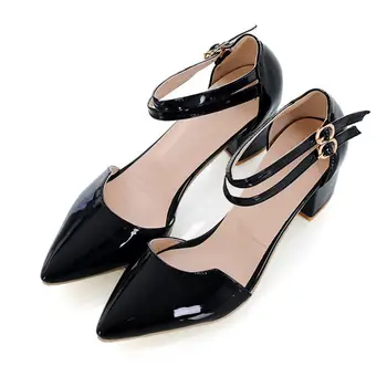 Pointed Toe High Heel Sandals Women Satin Buckle Square Heels Shoes Woman Party Buckle Shoes Woman Sandalias Size 31-43 PA00723
