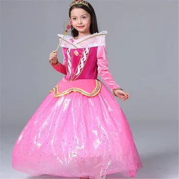 Hot Children New Sleeping Beauty Aurora Princess Dress Kids Baby Girls Princess Dress Elsa Anna Party Performance Aurora Dress