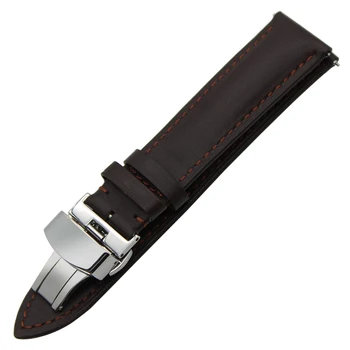 Cowhide Genuine Leather Watch Band 18mm 20mm 22mm Universal Watchband Butterfly Buckle Strap Quick Release Wrist Belt Bracelet