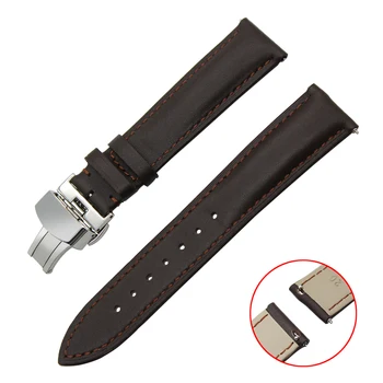 Cowhide Genuine Leather Watch Band 18mm 20mm 22mm Universal Watchband Butterfly Buckle Strap Quick Release Wrist Belt Bracelet