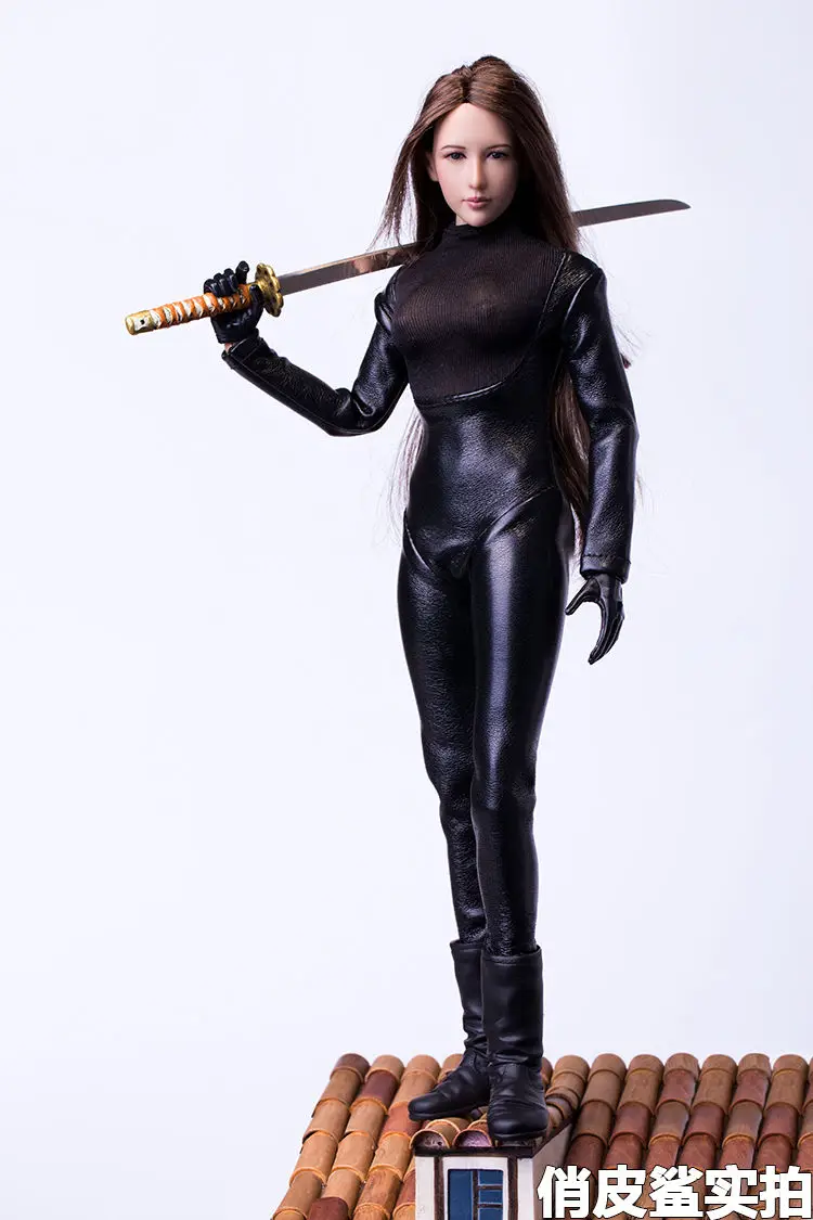 1/6 Scale Female Black Leather Suits Set Model Killer Ninja Warrior Agents Model For 12