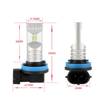 2pcs HID White 80W H11 H8 Lumiled ZES Chips LED Bulbs Fog Lights DRL Driving Bulbs +Canbus Decoders Error Free For Audi BMW