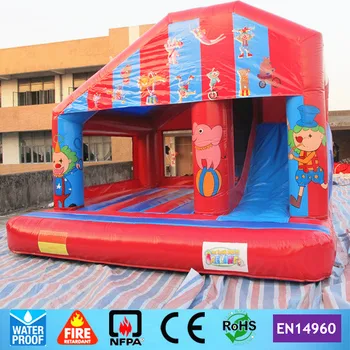Commercial Circus Inflatable Bouncer Castle Trampoline with Slide for kids