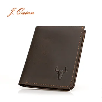 J.Quinn Short Wallets Genuine Leather Brown Clip Card Bifold Wallet Mens Vintage Famous Brand 2016 Men Wallet Designer Luxury